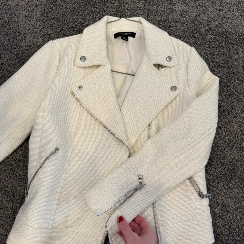 Ann Taylor Cream Jacket with Silver Accents